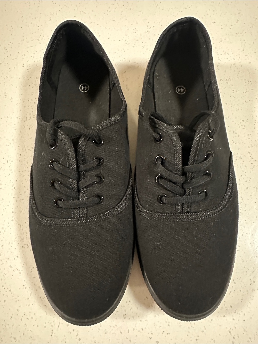 Classic Black Canvas Lace-Up Sneakers, New